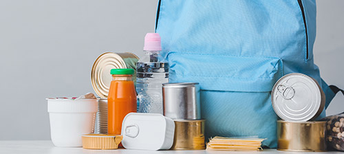 Backpack with food